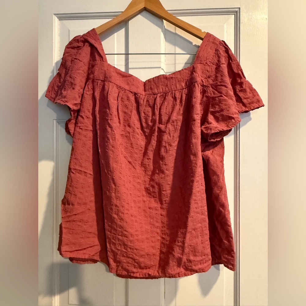Torrid Textured Coral Square Neck Blouse - Picture 4 of 6